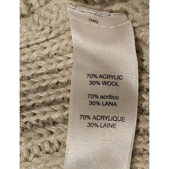 Chicos Size 2 Us Large Womens Sweater Vest Snap Front Cream Color Wool Blend - Picture 5 of 8